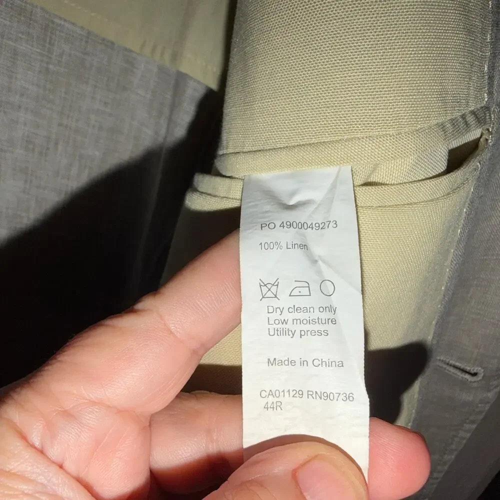Calvin Klein 100% Linen Blazer 44R Khaki Lightweight Jacket - Picture 5 of 9